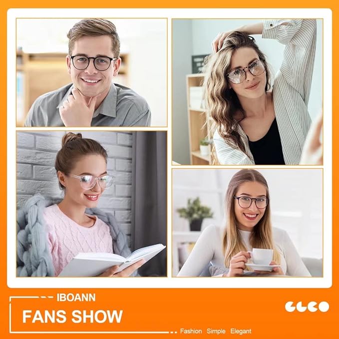 IBOANN Blue Light Glasses for Woman/Men, Fashion Blue Light Glasses Men, Fake Glasses Help Reduce Screen Fatigue