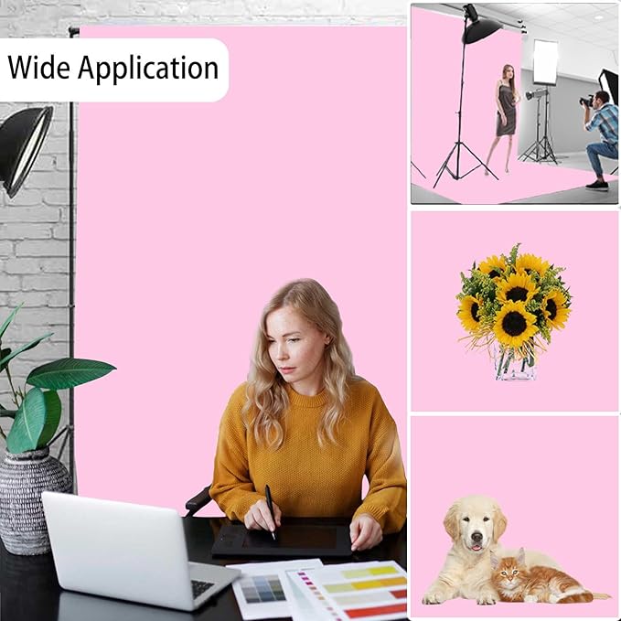 Pink Photo Backdrop for Photoshoot, Pink Photography Backdrop for Portraits, Fabric Background for Product Photography and Video Creation 3FTx5FT