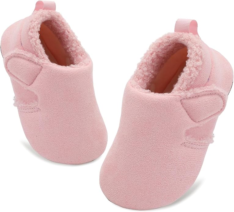 JOINFREE Toddler Slippers Boys Girls Adjustable House Shoes Barefoot Sock Shoes with Rubber Sole Baby Comfort Warm Indoor Outdoor Walking Shoe