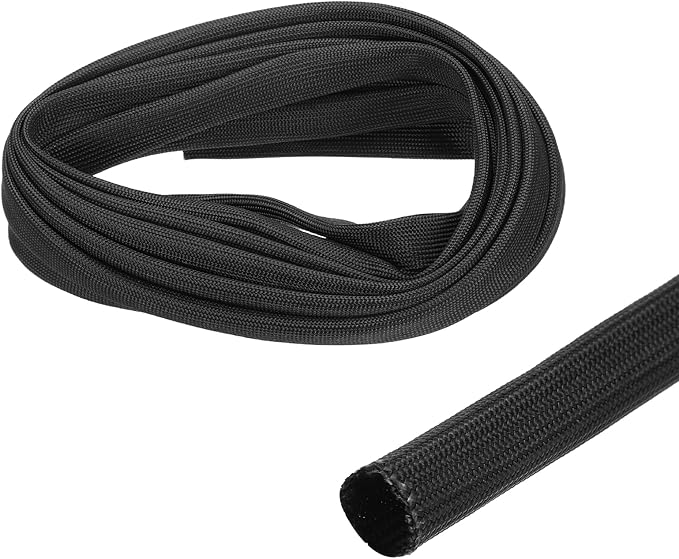 uxcell Insulation Cable Protector,12mm/0.5 Inch-5m/16 Feet High Temp Fiberglass Sleeve Black