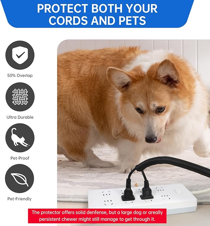 YOUBO Split Braided Cable Sleeve，Flexible Wire Loom Tubing, Automotive Cord Protector Pet Proof, Cable Management for Computer TV Electric Wires Harness 16ft (Black, 16mm（5/8")