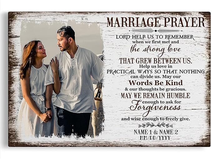 Dem Canvas Personalized Canvas Prints, Custom Photo And Name, Anniversary Valentine Gift For Wedding Marriage Prayer Canvas, Engagement Gift (36x24)