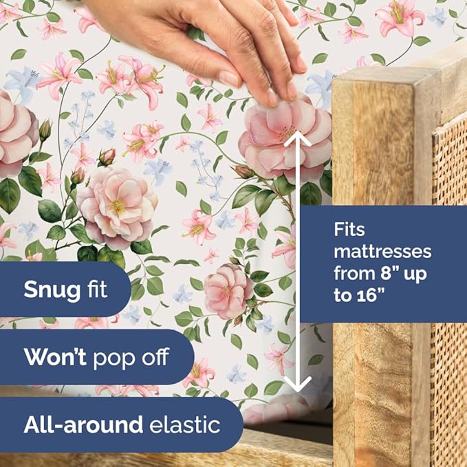 Floral Sheets - Pink Floral Rose Bed Sheet Set - 1 Flat, 1 Fitted & 2 Pillowcases w/ Deep Pockets - Comfy, Wrinkle & Fade Free Boho Botanical Bedding - Ultra-Soft, Breathable & Cooling - Full Size New