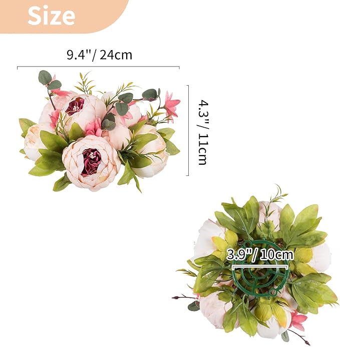NUPTIO Pink Peonies Flowers: 2 Pcs 9.4 inch Diam Artificial Peony Flower Balls - Fake Flower Ball Arrangement Bouquet Wedding Centerpieces for Tables Decorations
