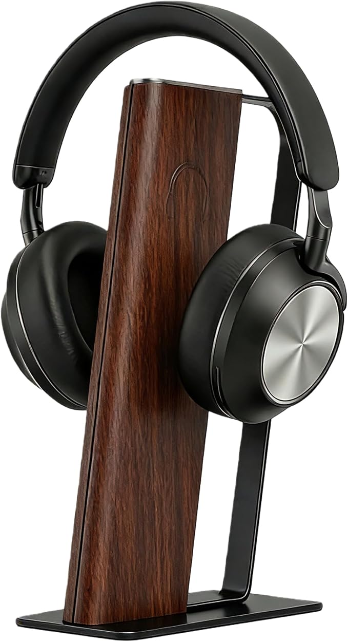 Gunking Premium Headphone Stand for Desk,Walnut Finishing Headphones Stand for Gaming&Studio Headphones with Heavy-Duty Anti-Slip Carbon Steel Base