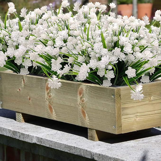 10 Bundles Artificial Flowers Outdoor UV Resistant Fake Plants Indoor Outside Hanging Planter Home Garden Decor