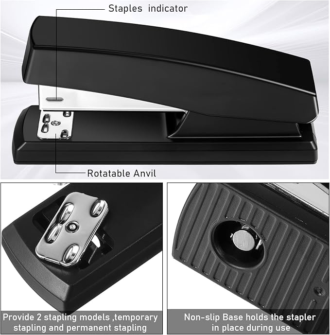 6 Pcs Tape Dispenser Staplers for Desk with Staples and White Tapes 25 Sheet Capacity School Office Stapler