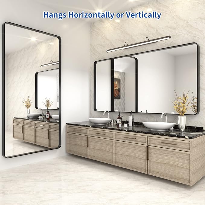 WEER Black Bathroom Mirror 72x36 Inch, Black Metal Framed Mirror for Wall, Large Rounded Rectangle Matte Black Vanity Mirror Farmhouse, Anti-Rust, Tempered Glass, Hangs Horizontally or Vertically