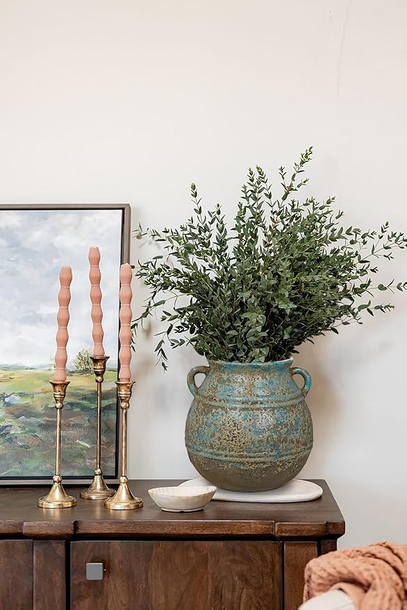 Hollyone Blue Ceramic Planters 7 Inch Large Vintage Ceramic Pots for Plants Indoor Outdoor Plant Planters Fit Mid Century Succulent Plant Stand Flower Pots Home Decor