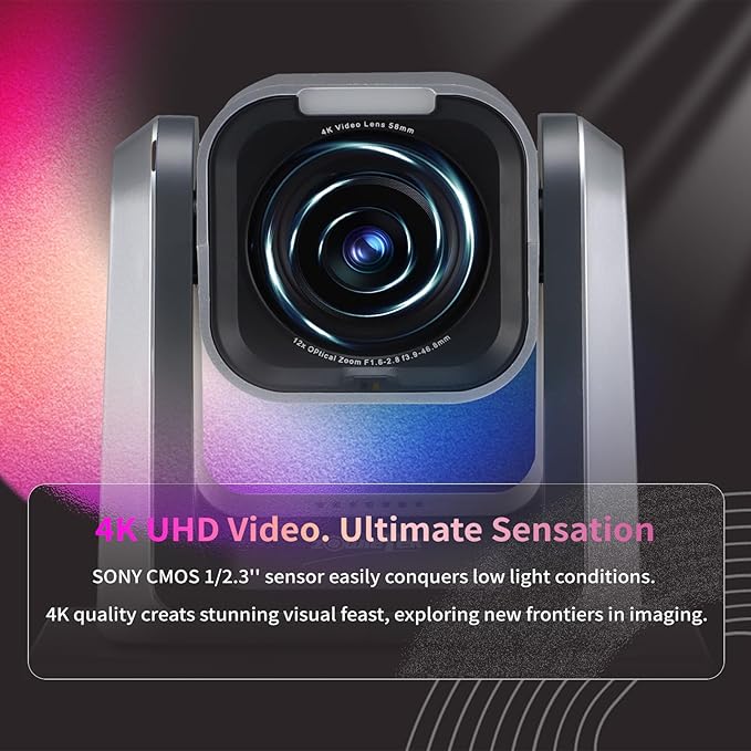 Zowietek 4K NDI|HX3(Certified) PTZ Camera PoE, 25X Optical Zoom, Simultaneous HDMI & SDI outputs, RTSP/RTMP(s)/SRT, Standalone IP Live Streaming to Youtube, Twitch for Meeting, Church, Event, Teaching