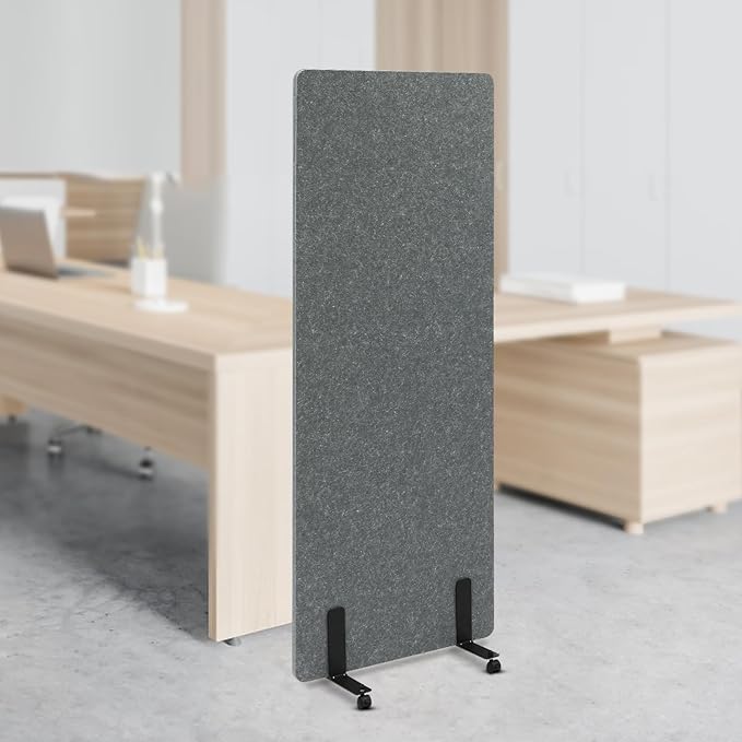 Folding Single Panel Privacy Partition Screen, Room Divider Panel Desk Divider Sound Proof Dividers High Barrier for Office Home Room Classroom Divider Privacy 24" X 66" (Light Gray)
