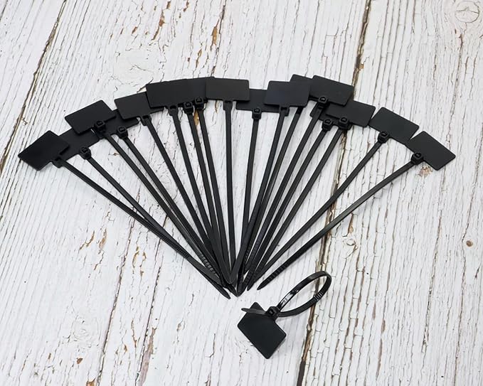 Mini Skater Nylon Cable Zip Ties Tags 4" Tiny Self-Locking Write-On Identify Cord Tabs Cable Label Marker Ties for Office Home Identification and Organization, 50 Pack (Black)