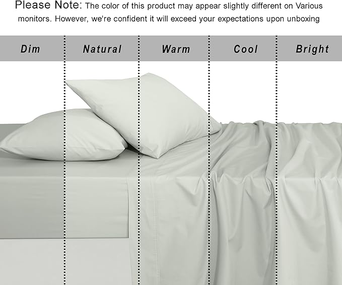RUVANTI 100% Organic Cotton Sheets Queen Size, Percale Weave, GOTS Certified, 4-Piece Set, Deep Pocket 15", Crisp & Breathable, Soft Durable Bedding, Sábanas Algodón Orgánico – Mineral Gray