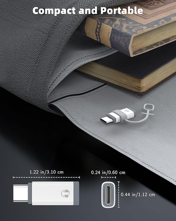 MoKo Lightning to USB C Adapter Audio Only for Apple Earpods with Line Control, Not for Charging/Data Transfer, Lightning to USB C Adapter for iPhone 16/15 Pro Max Plus, iPad, White