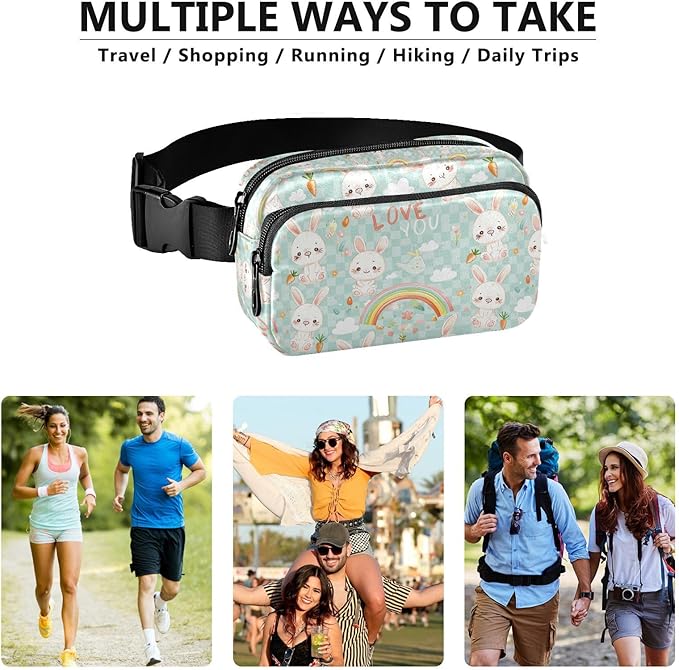 Cute Bunnies Rabbit Fanny Pack for Women Men Water Resistant Fashion Waist Packs with Adjustable Strap Belt Bag for Travel Workout Jogging Hiking 21220155