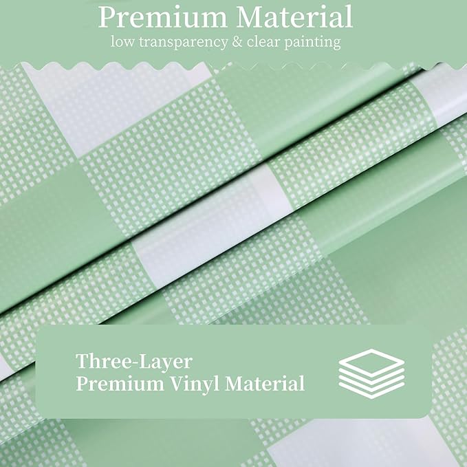 3 Packs Sage Green Checkered Tablecloth 54x108 Inches Rectangle Gingham Tablecloth Disposable Plastic Waterproof Table Cover for Outdoor Picnic Kitchen and Birthday Party