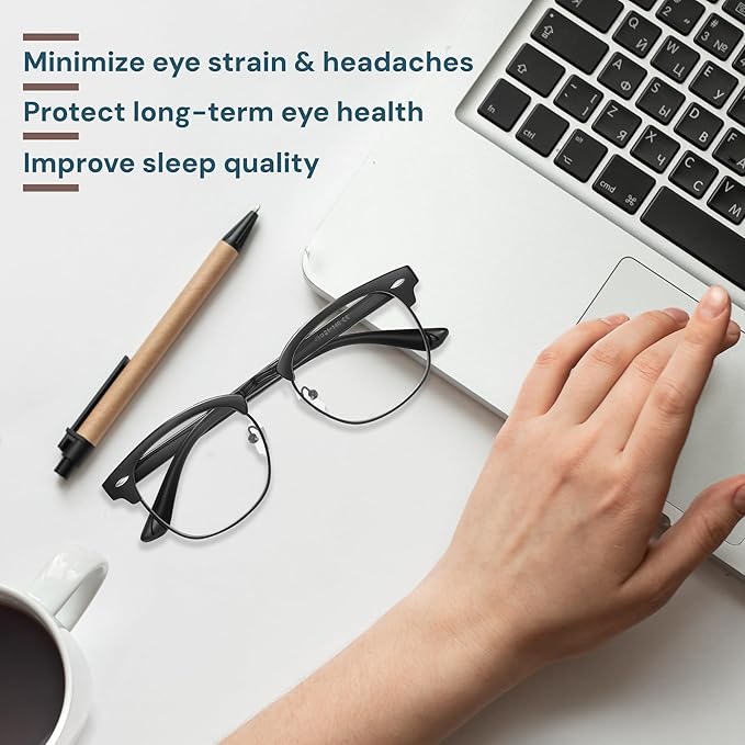 racico Computer Blue Light Blocking Glasses Blue Light Glasses Men Women, Anti Blu-Ray Gaming Glasses Lenses