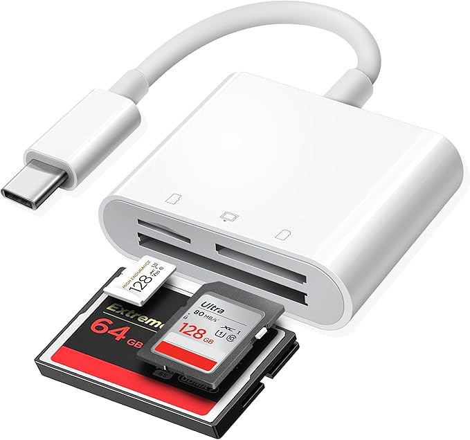 USB C SD Card Reader for 15/iPad/MacBook/iMac, xdgeLoad 3 Slots Type C Reader Supports SD/Micro SD/CF Compact Flash Memory Card Adapter, Trail Camera Viewer Plug and Play
