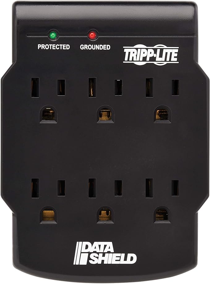 Tripp Lite 6 Outlet Surge Protector Power Strip, Direct Plug in, Black, Lifetime Limited Warranty & $10,000 Insurance (SK6-0B)
