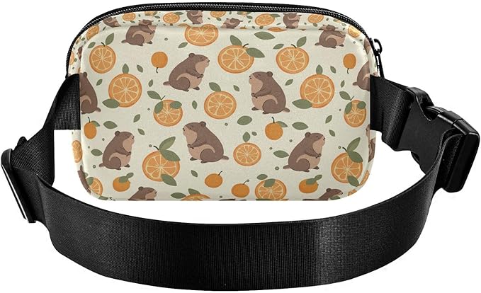 Kawaii Capybara Orange Fanny Pack for Women Men Water Resistant Fashion Waist Packs with Adjustable Strap Belt Bag for Travel Workout Jogging Hiking 21220238