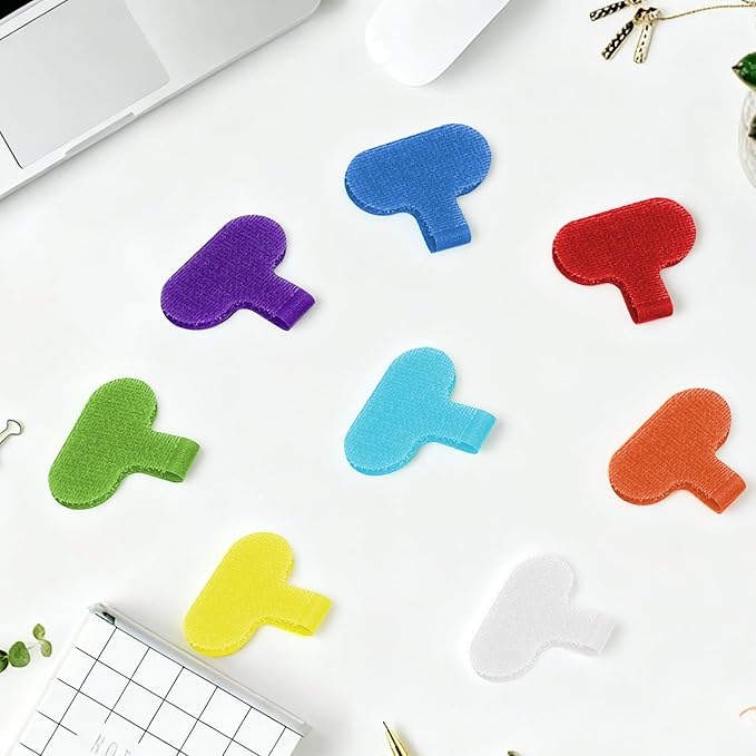 Cable Labels Tags: 32 Pcs Reusable Write-On Cord Tags, 8-Color Wire Organizer Ties for Electronics Cable Management and Identification
