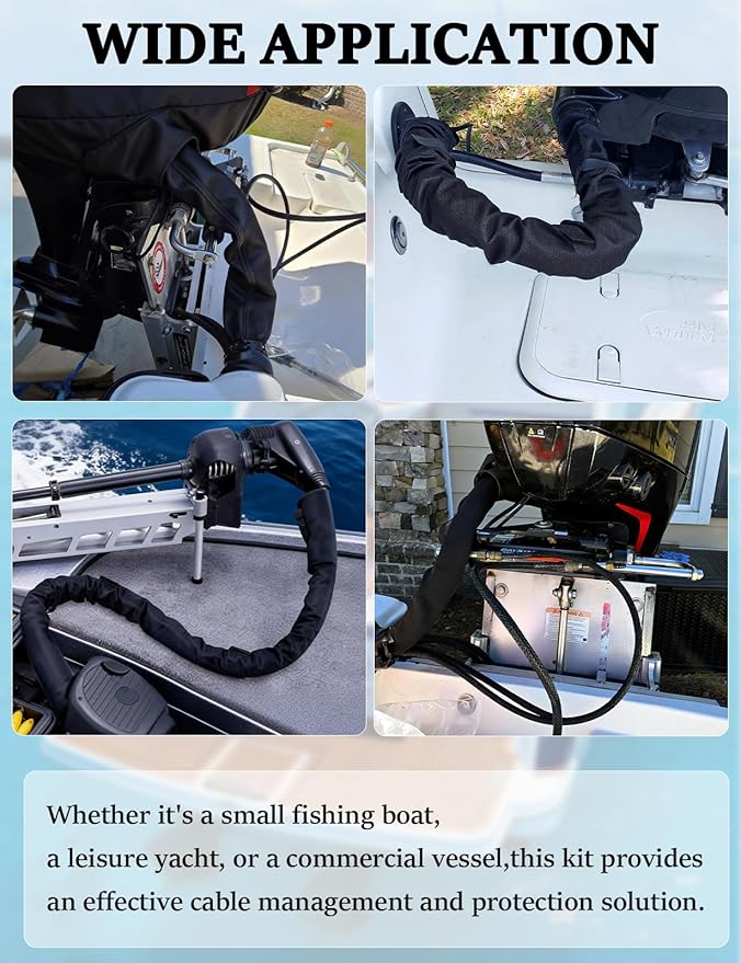 48 Inch Zippered Rigging Sleeve,Trolling Motor Cable Organizer Sleeve, ZRS-1-DP Casing, Heavy Duty 600D Waterproof Marine Cable Jacket, Universal Fit for Yacht Cable Management Kit