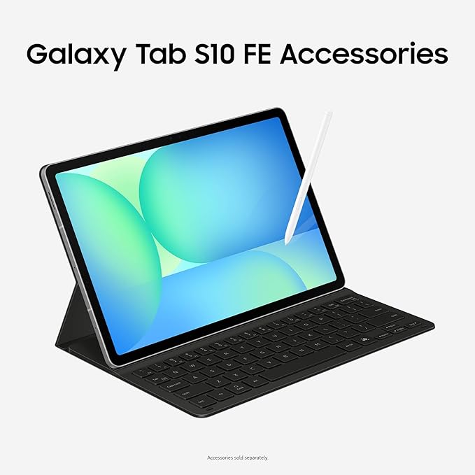 SAMSUNG Galaxy Tab S10 FE 256GB WiFi Android Tablet + Book Cover Keyboard Slim, Large Display, Long Battery Life, Powerful Processor, S Pen, US Version, 2025, 2 Yr Manufacturer Warranty, Gray