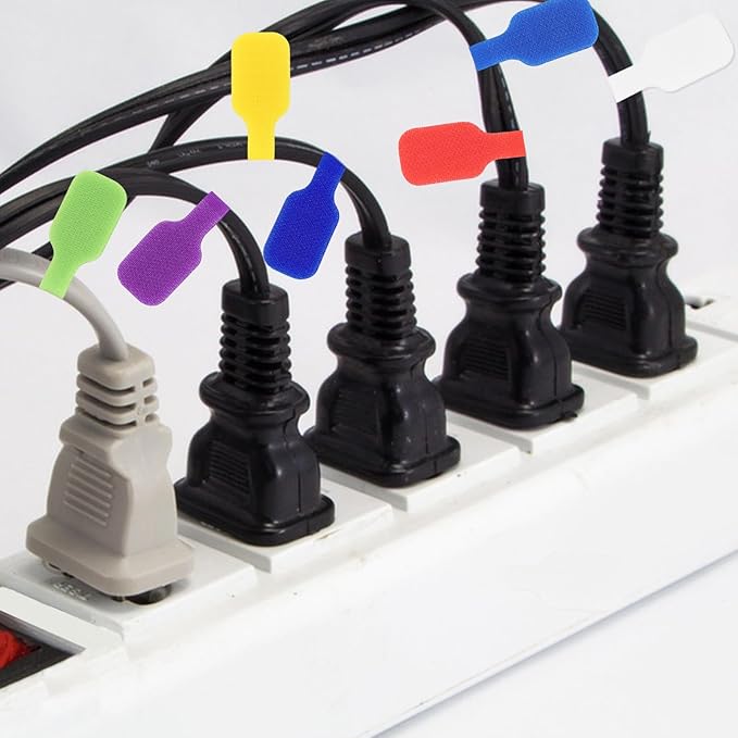 Cable Labels, 49 Cord Labels in Seven Colors, Can Be Handwritten and Reused, Suitable for The Identification of Various Wires and Cables