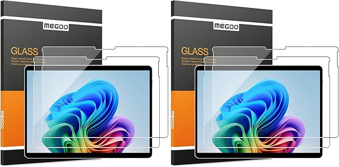 Megoo Screen Protector for Microsoft Surface Pro 11/10 (2024) - Fits Pro 9, 8, X (13 inch) - Tempered Glass, High Sensitivity, Surface Pen Support, Smooth Touch, 4 Pack