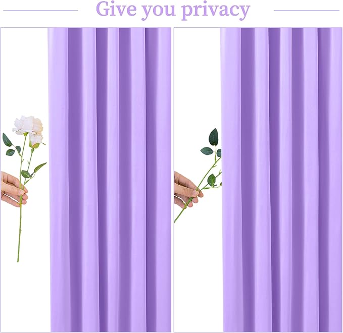 6 Panels Lavender Backdrop Curtain for Parties Wedding Wrinkle Free Light Purple Photo Curtains Backdrop Drapes Fabric Decoration for Baby Shower Photoshoot 30ft(W) x 10ft(H)