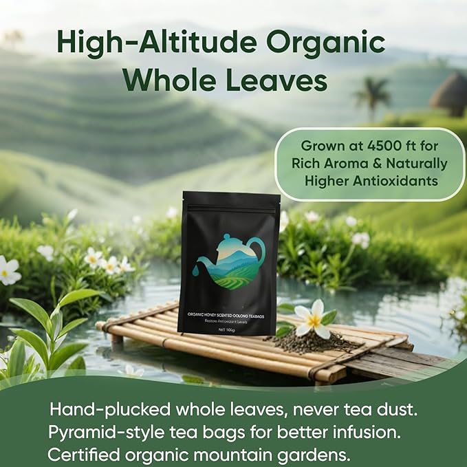 Oolong Tea Bags – Organic Whole Leaf Oolong – 20 Bags (5g Each) – Natural Relaxing Tea for Calm Mind & Healthy Lifestyle – Premium Organic Oolong Tea (1)