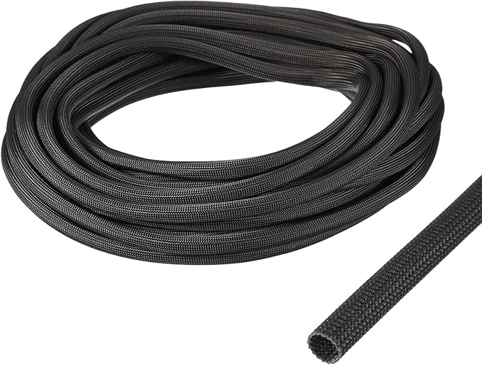 uxcell Insulation Cable Protector,6mm/0.24 Inch-10m/33 Feet High Temp Fiberglass Sleeve Black