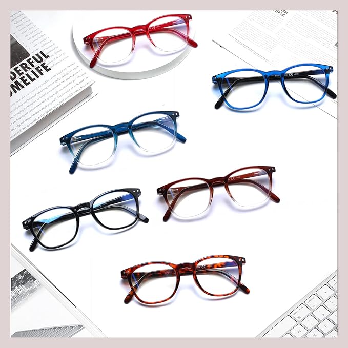 Henotin 3-Pack Blue Light Blocking Reading Glasses,Spring Hinge Computer Readers for Men Women,Anti UV Ray Filter Eyeglasses (reading glasses for women, 1.75, Diopters)