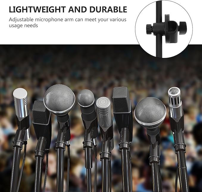 ERINGOGO Metal Microphone Boom Arm with Dual Mic Clip and Clamp, 350Mm Adjustable Height Desk Mic Stand Arm for Podcasting Streaming and Recording