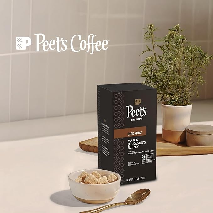Peet’s Café Domingo Coffee Pods – 96 Count (6 Packs of 16) – Medium Roast with Smooth, Balanced Flavor and Aromatic Finish – Compatible with Pelecom Coffee Machines
