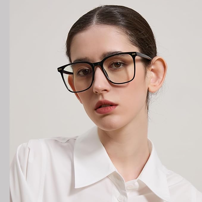MACJERO Oversized Square Blue Light Blocking Glasses for Women Men, Anti-Fatigue Computer Monitor Gaming Glasses Reduce Eye Strain(Black)