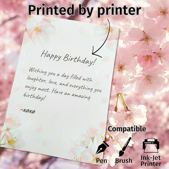 Japanese Cherry Blossom Stationery Paper and Envelopes Set, Made in Japan,15 Sheets, 8 Envelopes (Light Pink), Elegant Washi Paper for Writing Crafts,Gift