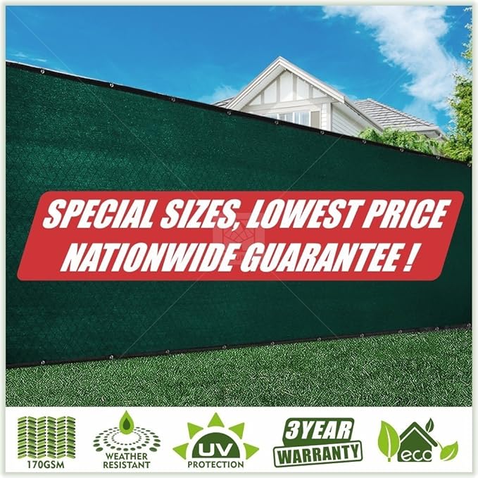 ColourTree Customized Size 6' Black and White Fence Screen Privacy Screen Heavy Duty Cable Zip Ties Included