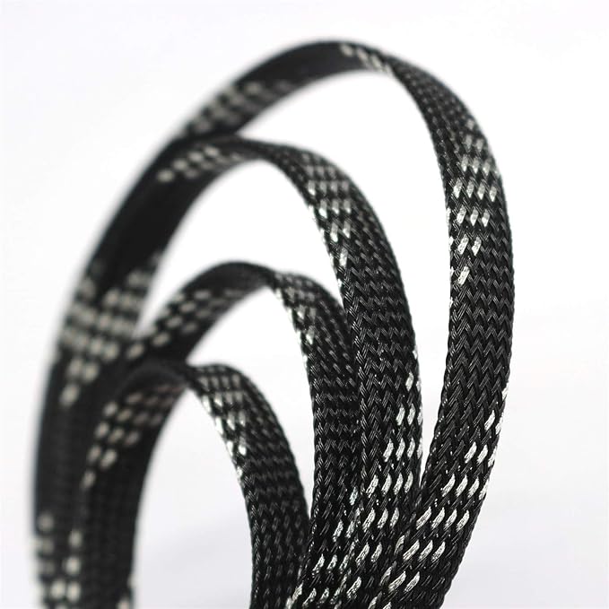 30ft PET Expandable Sleeving Wire Cable Sleeve (1/6", Silver&Black)