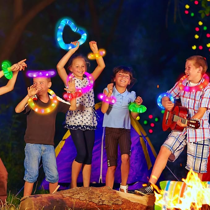 Glow in the Dark Party Favor Supplies for Kids 24 PCS, Christmas Glow Sticks & Neon Glasses Stocking Stuffers for Toddler, LED Light Up Toy Bracelet Necklace Accessories for Xmas New Year Eve Birthday