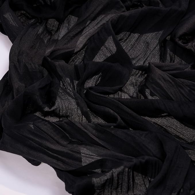 Socomi Black Halloween Table Runner Boho Rustic Gauze Fall Thanksgiving 120 inch 10FT Cheese Cloth Runner for Wedding Party Baby Shower Birthday Home Decor Holiday Decorations