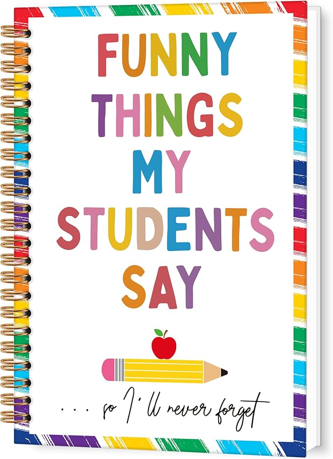 TWRVI Teacher Spiral Notebook, Teacher Appreciation Gifts College Ruled Notebook Journal for School Office Supplies, Funny Things My Students Say Journaling Notebooks 5.5"x8.3" 164 Pages