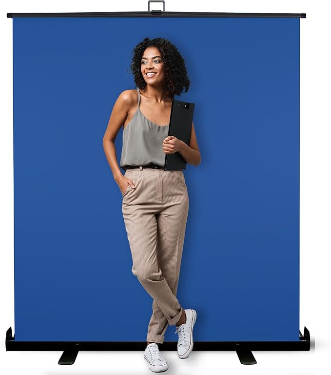 KHOMO Gear 62-Inch Blue Screen Backdrop – Collapsible & Portable Chromakey Background for Streaming, Video Calls, Photography, Zoom & Gaming – Wrinkle-Resistant, High-Density Fabric, Easy Setup
