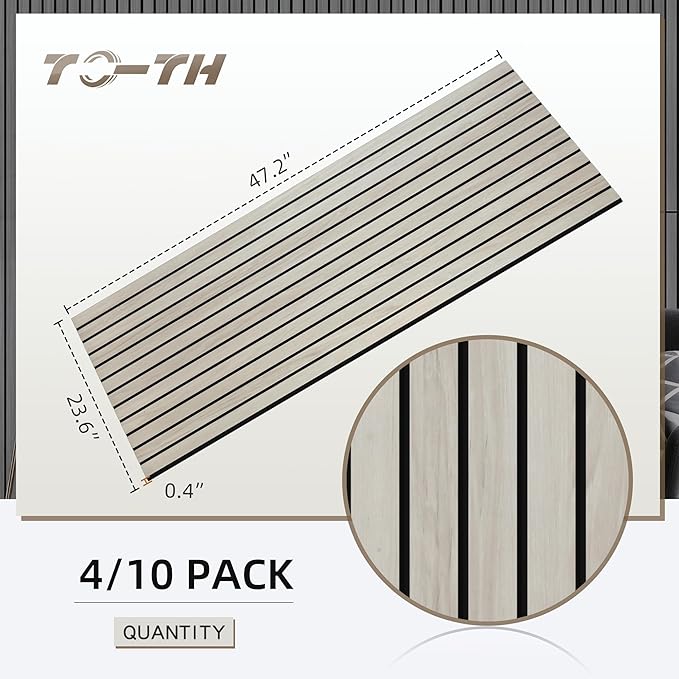TO-TH Wood-Look Acoustic Wall Panels, 10 Pack 47.2” x 23.6” Acoustic Panels, Decorative Sound Absorbers Sound Dampening Panels for Home, Office, Basement, Natural Oak