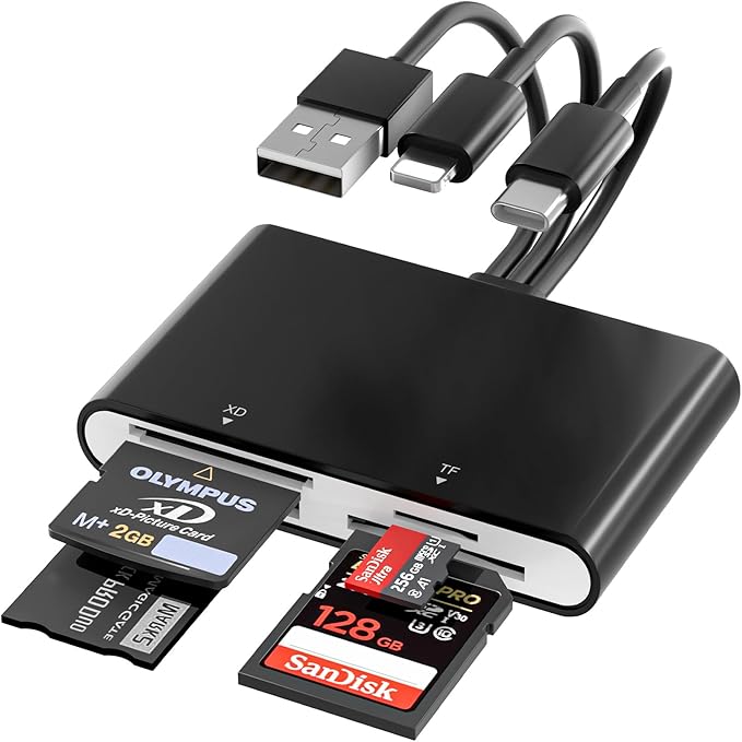Memory Stick Pro Duo Adapter - 4 in 1 SD/Micro SD/MS/xD-Picture-Card Multi Card Reader Camera Phone Adapter with L/C/USB OTG, Use for iPhone 17/16/15/14 iPad Mac Android PC Memory Stick Pro Duo Mark2