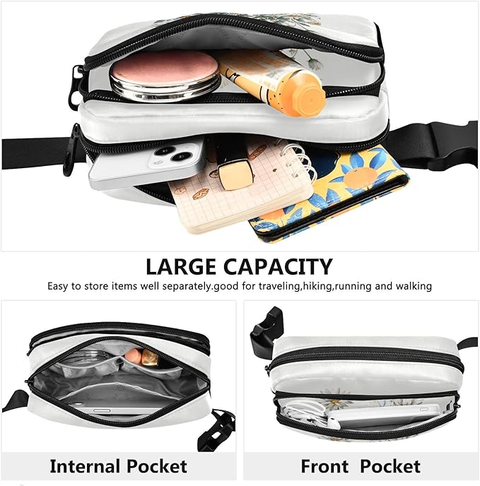 Daisy Fanny Pack for Women Men Water Resistant Fashion Waist Packs with Adjustable Strap Belt Bag for Travel Workout Jogging Hiking 21218850