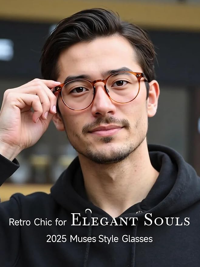 Icesor Round Blue Light Blocking Glasses Lightweight Chic Frame Anti Eye Strain Protection Computer Gaming for Women and Men