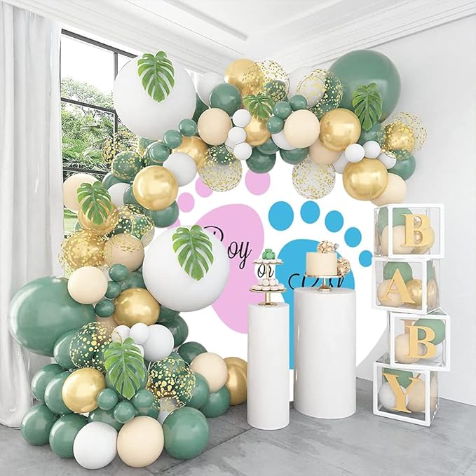 OERJU Round Gender Reveal Backdrop Cover, Blue, 5ft Diameter, Premium Polyester Fabric, Perfect for Baby Shower, Bridal Shower, Home Decor