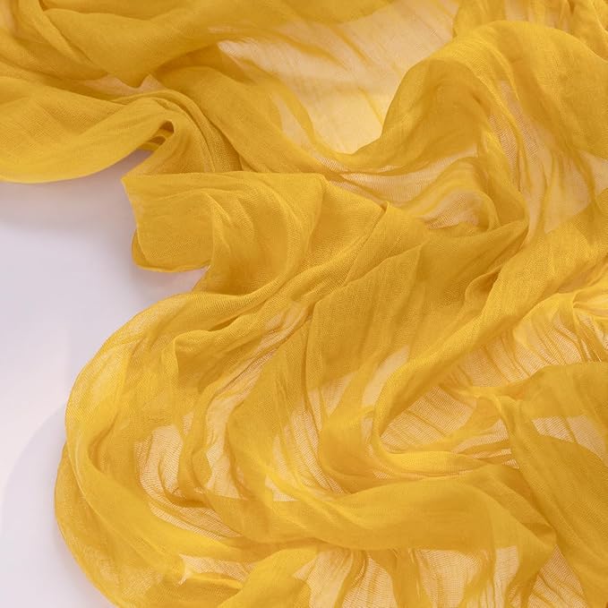 Socomi 6pcs Gold Yellow Fall Thanksgiving Cheesecloth Table Runner Boho Rustic Gauze 120 inch 10FT Cheese Cloth Runner for Wedding Party Baby Shower Birthday Home Decor Holiday Decorations