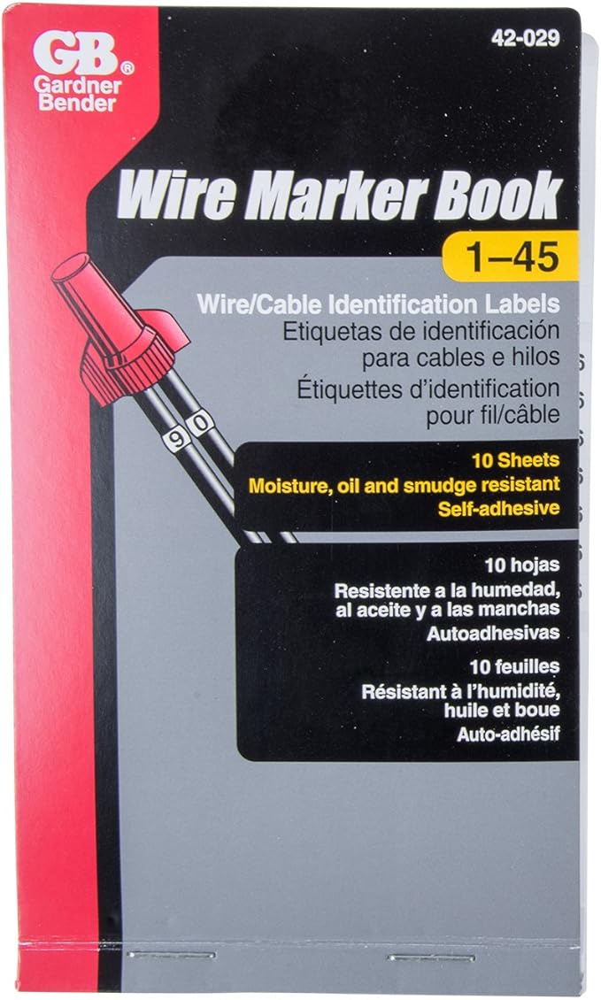 Gardner Bender 42-029 Pocket Wire Marker Booklet, White